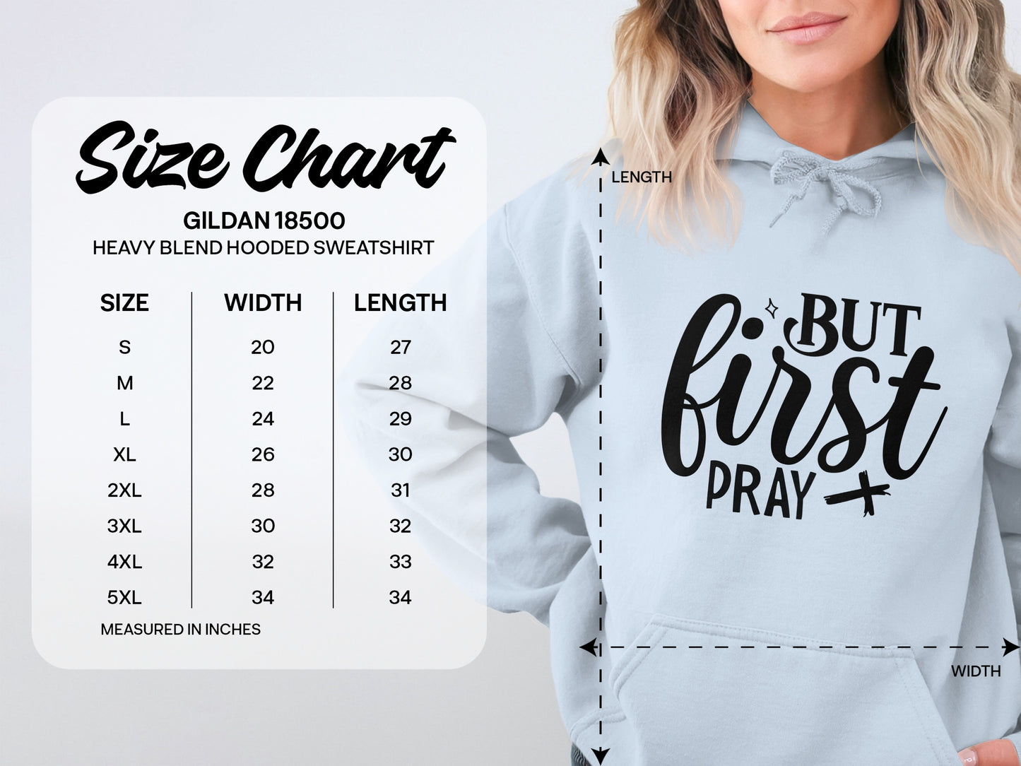 Pray First Design Heavy Blend Hooded Sweatshirt product type