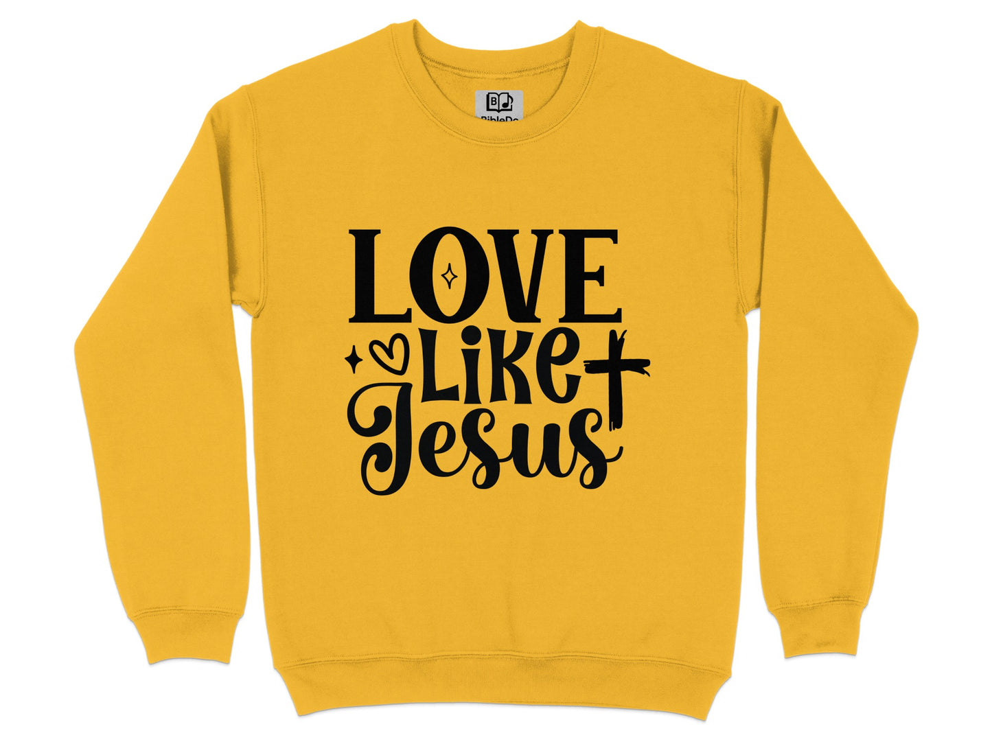 Love Like Jesus Slogan on Yellow Sweatshirt product type
