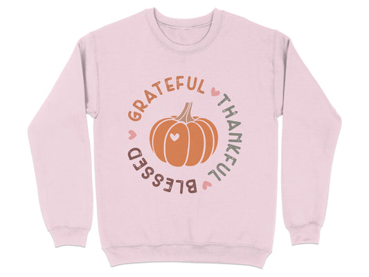 Grateful Thankful Blessed Pink Pumpkin Sweatshirt