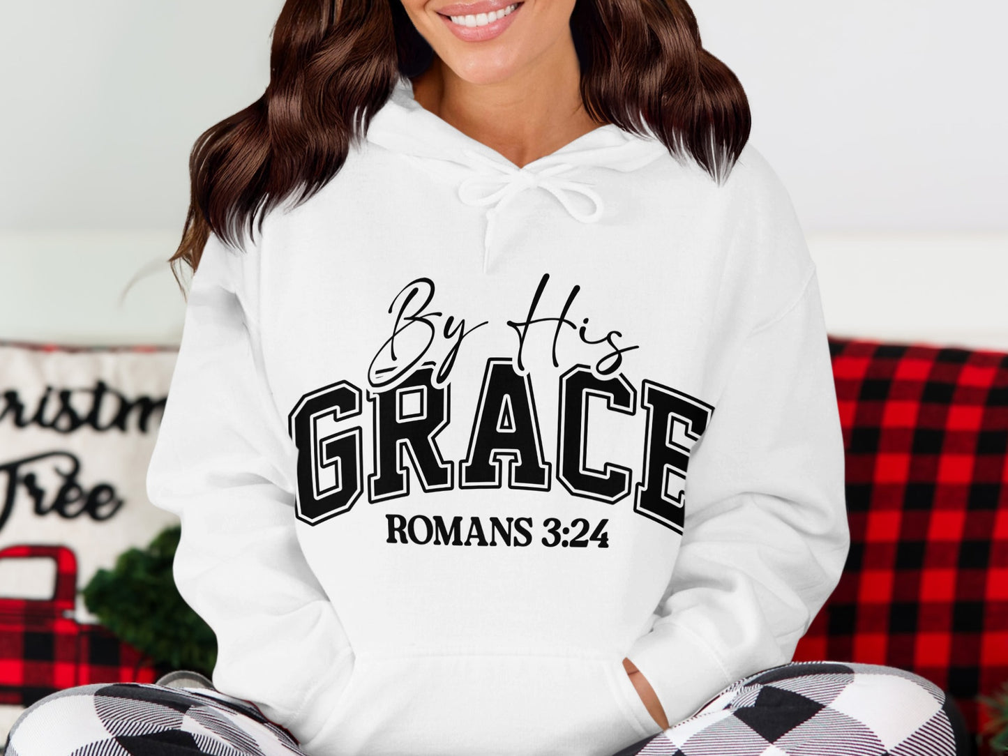 By His Grace Romans 3:24 Religious Hoodie product