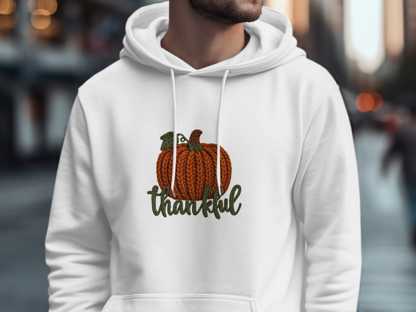 Thankful Pumpkin Embroidery Hoodie Perfect for Fall