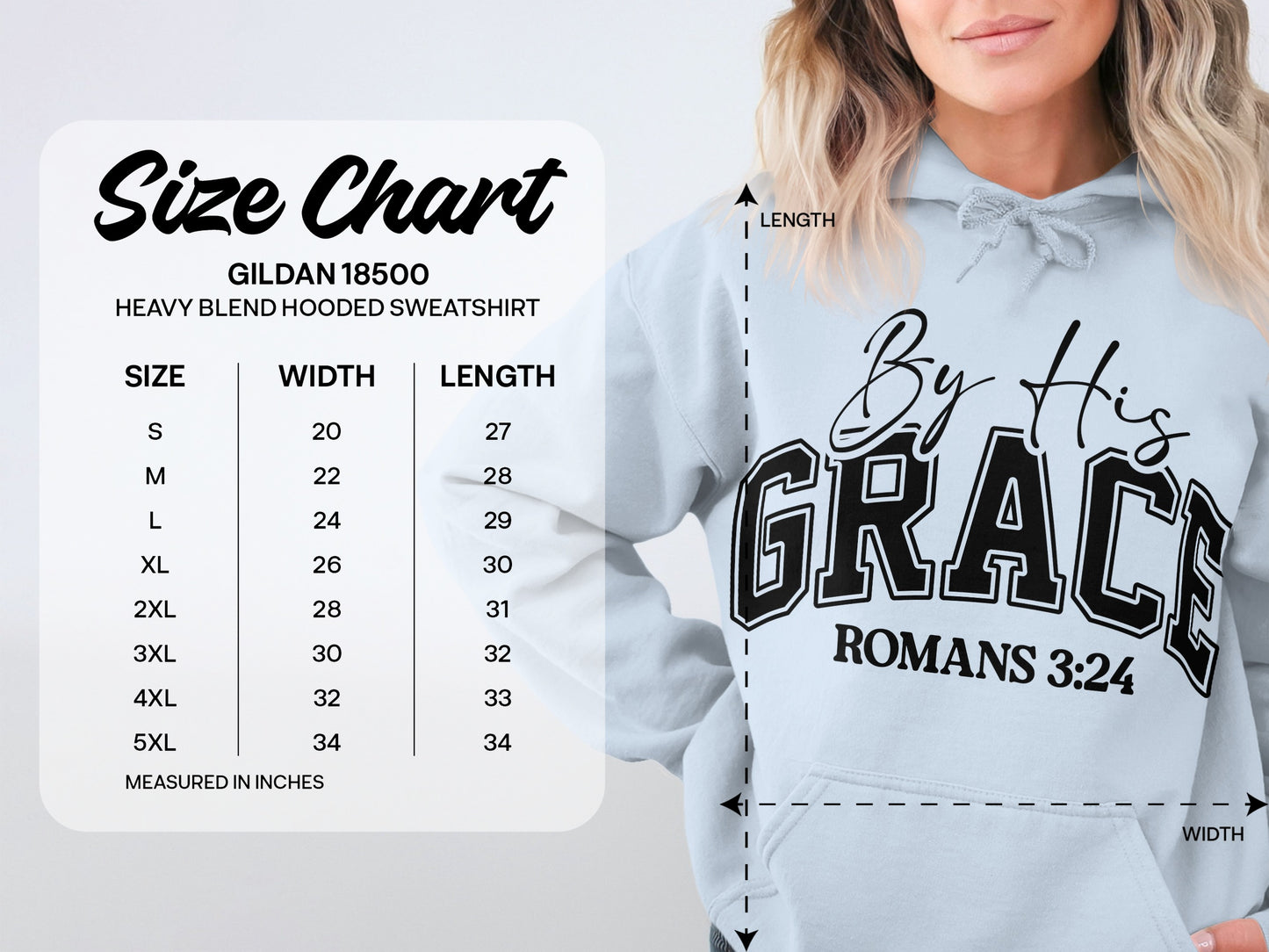 By His Grace Romans 3:24 Heavy Blend Hooded Sweatshirt product type