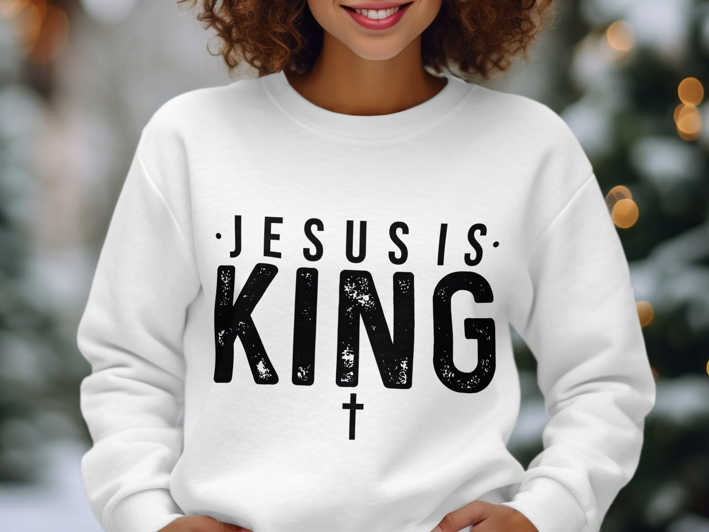 Jesus Is King Sweater Christian Apparel Product