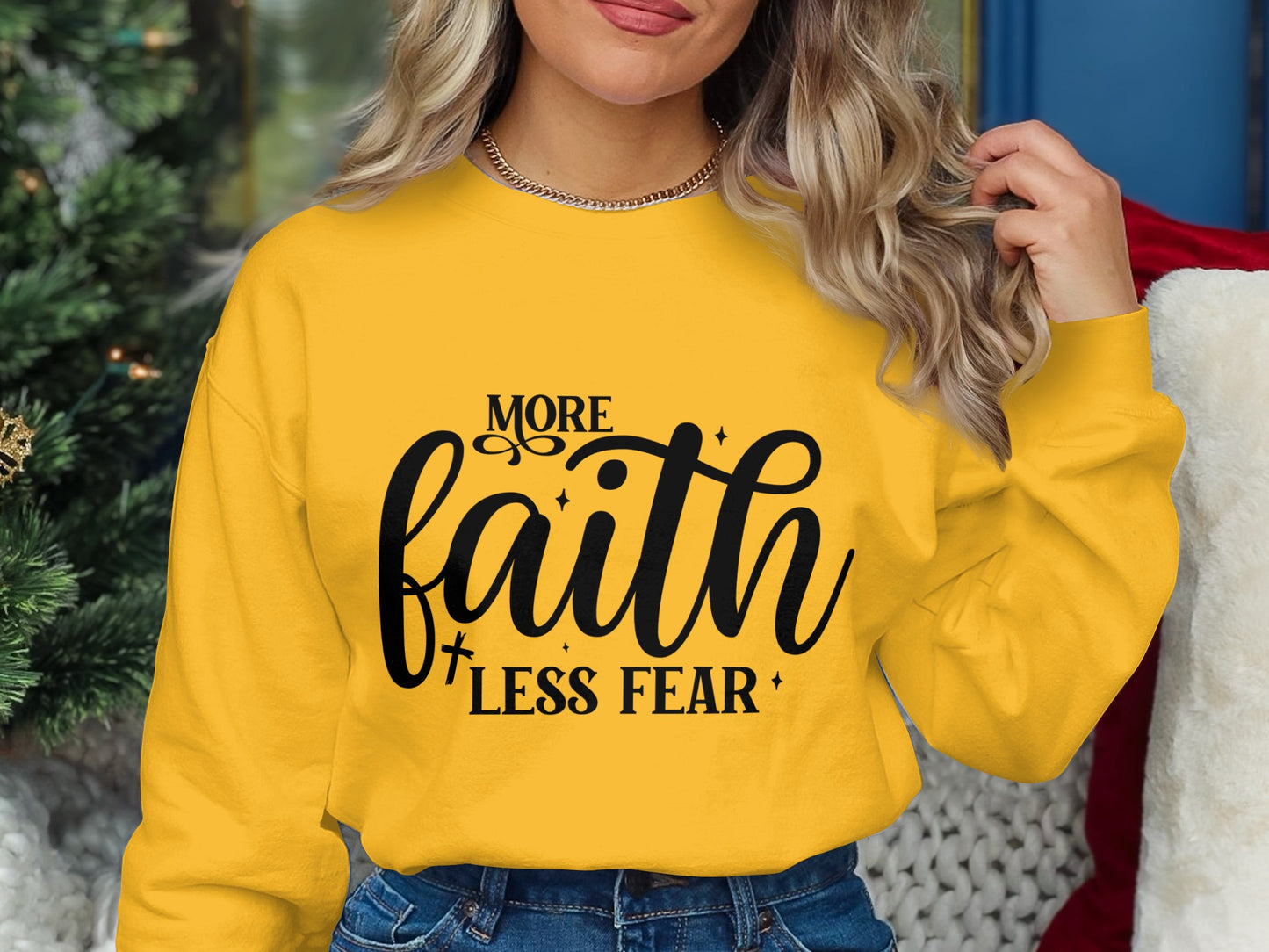 More Faith Less Fear Yellow Long Sleeve Shirt product type