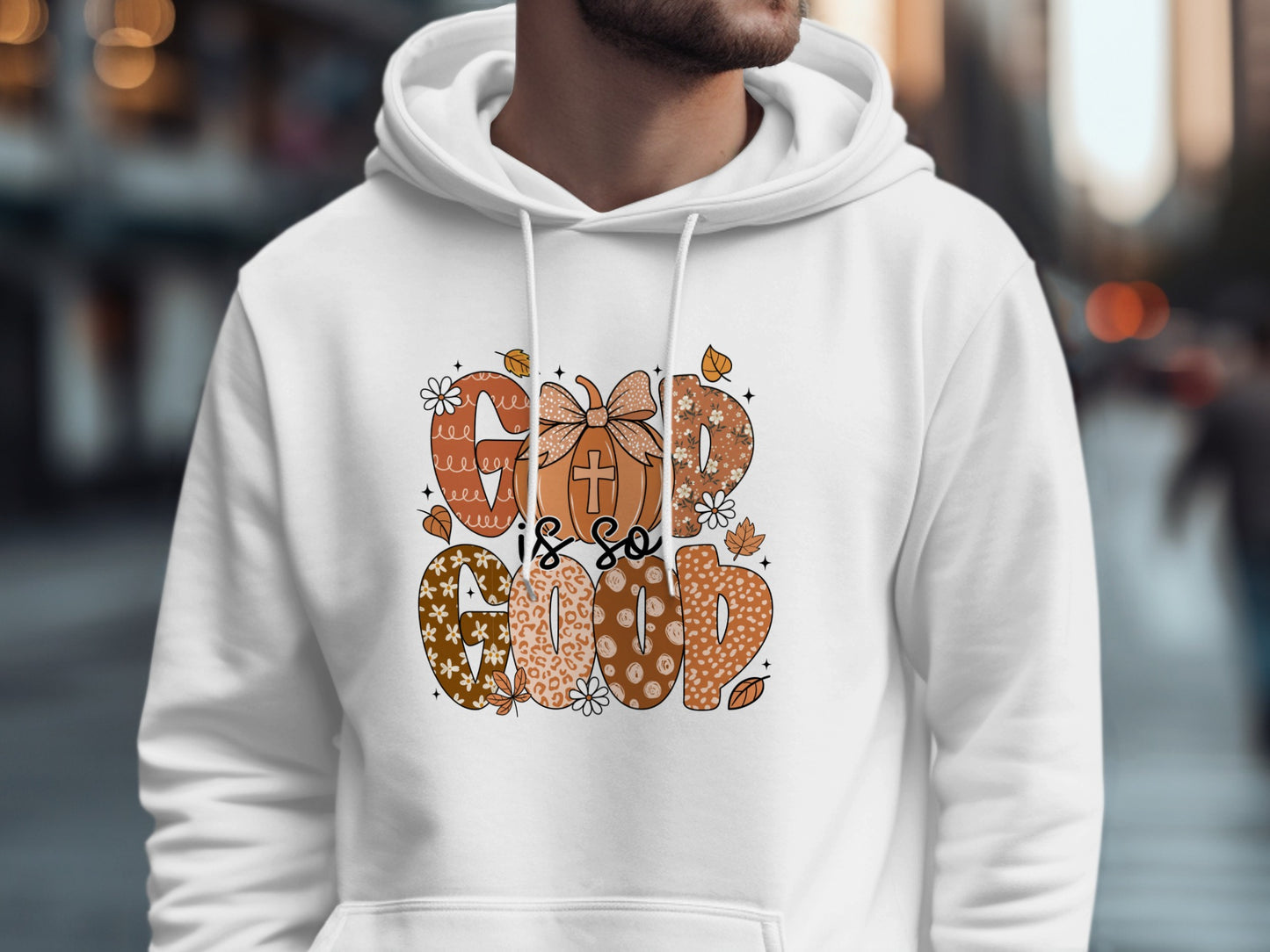 God Is So Good Hoodie with Autumn Pattern Design
