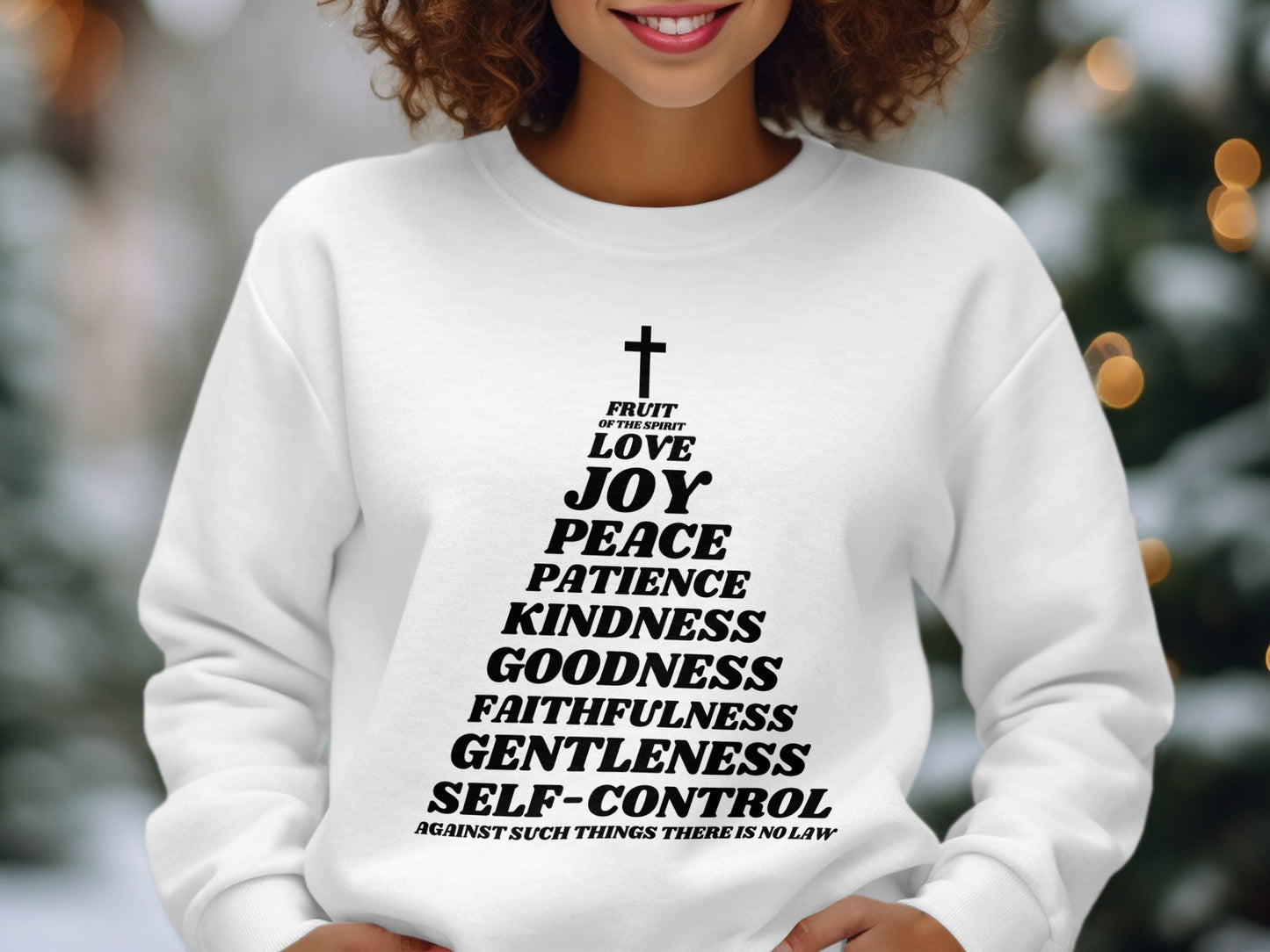 Fruits of the Spirit Christmas Tree Sweatshirt product type