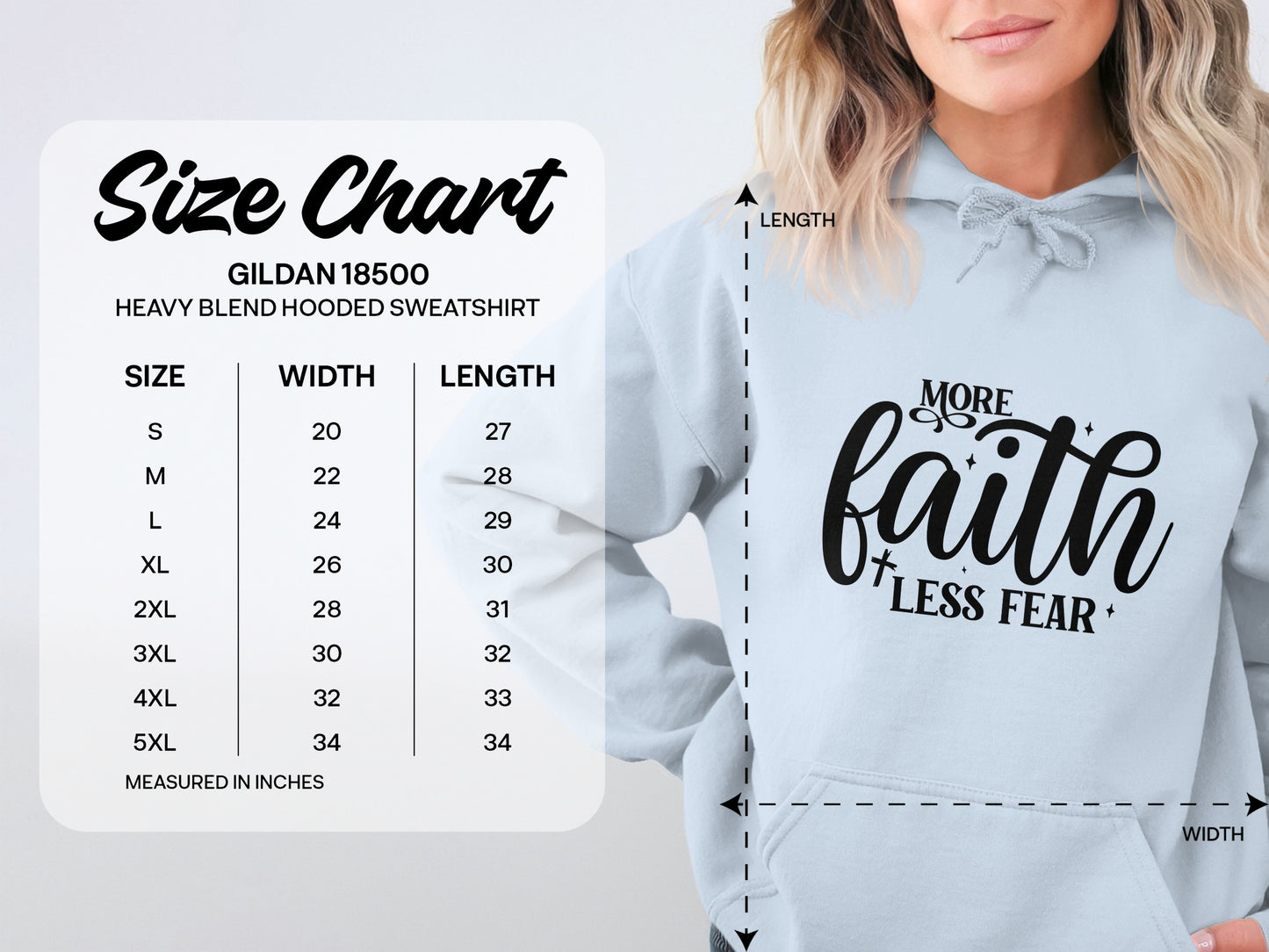 More Faith Less Fear Heavy Blend Hooded Sweatshirt product