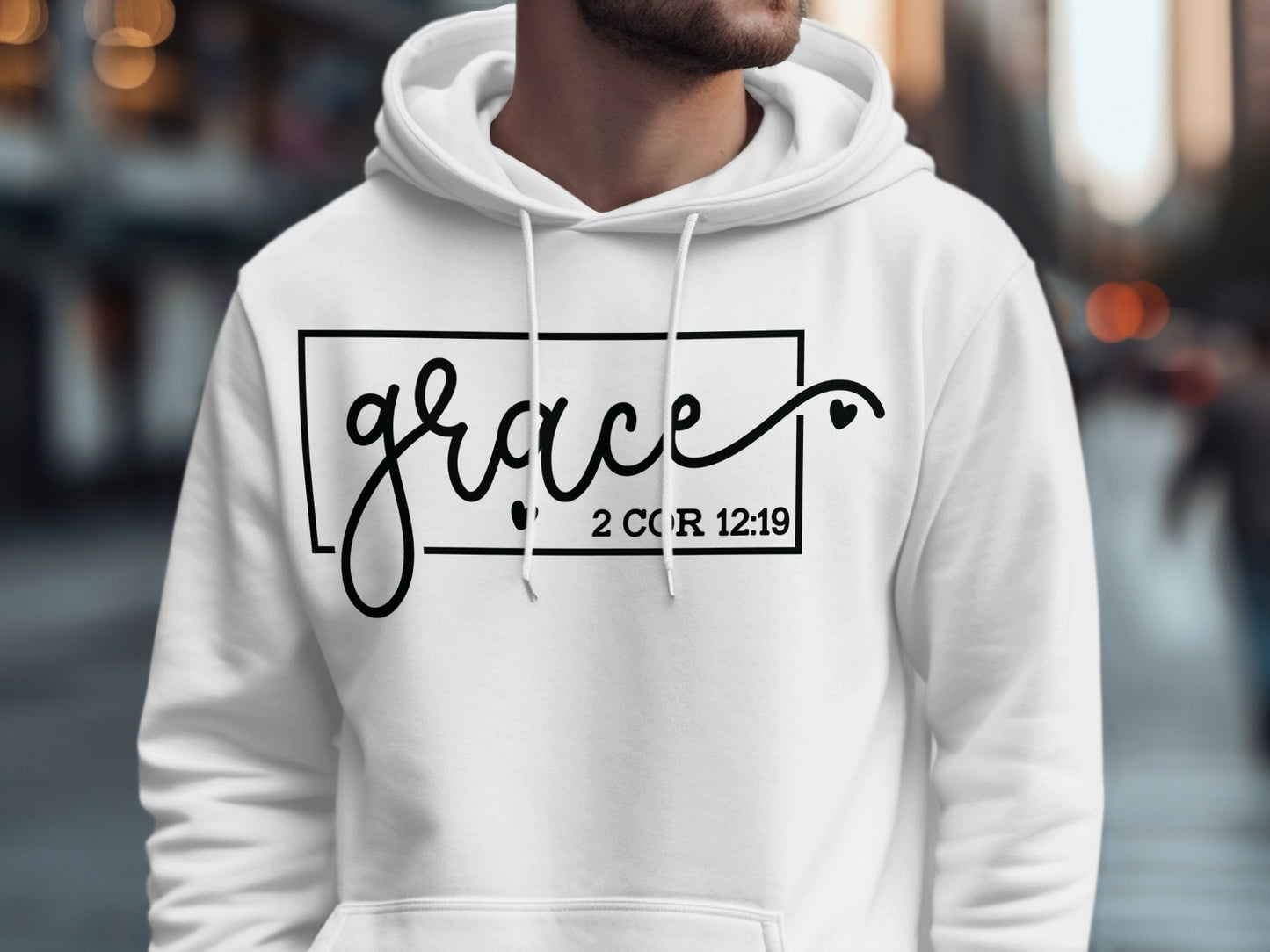 Grace 2 COR 12:19 White Hoodie Casual Wear product type