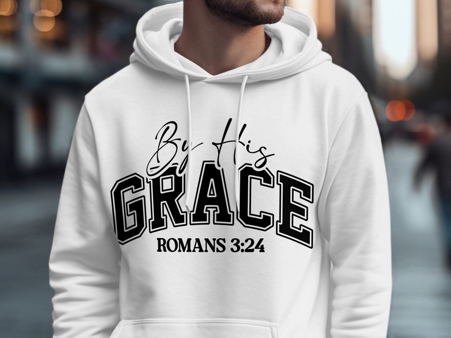 By His Grace Romans 3:24 Inspirational Hoodie product type