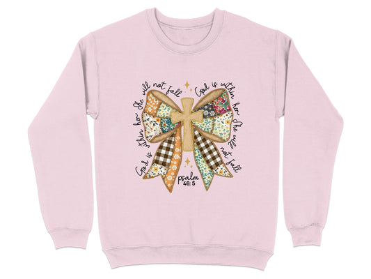 Cute Psalm 46:5 Multicolored Bow Graphic Sweatshirt