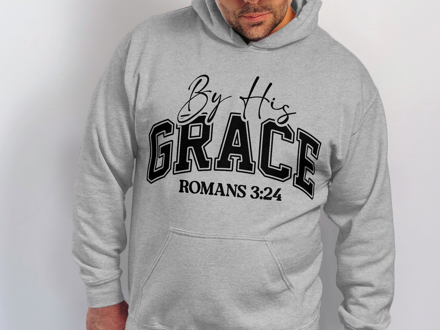 By His Grace Romans 3:24 Graphic Hoodie product type