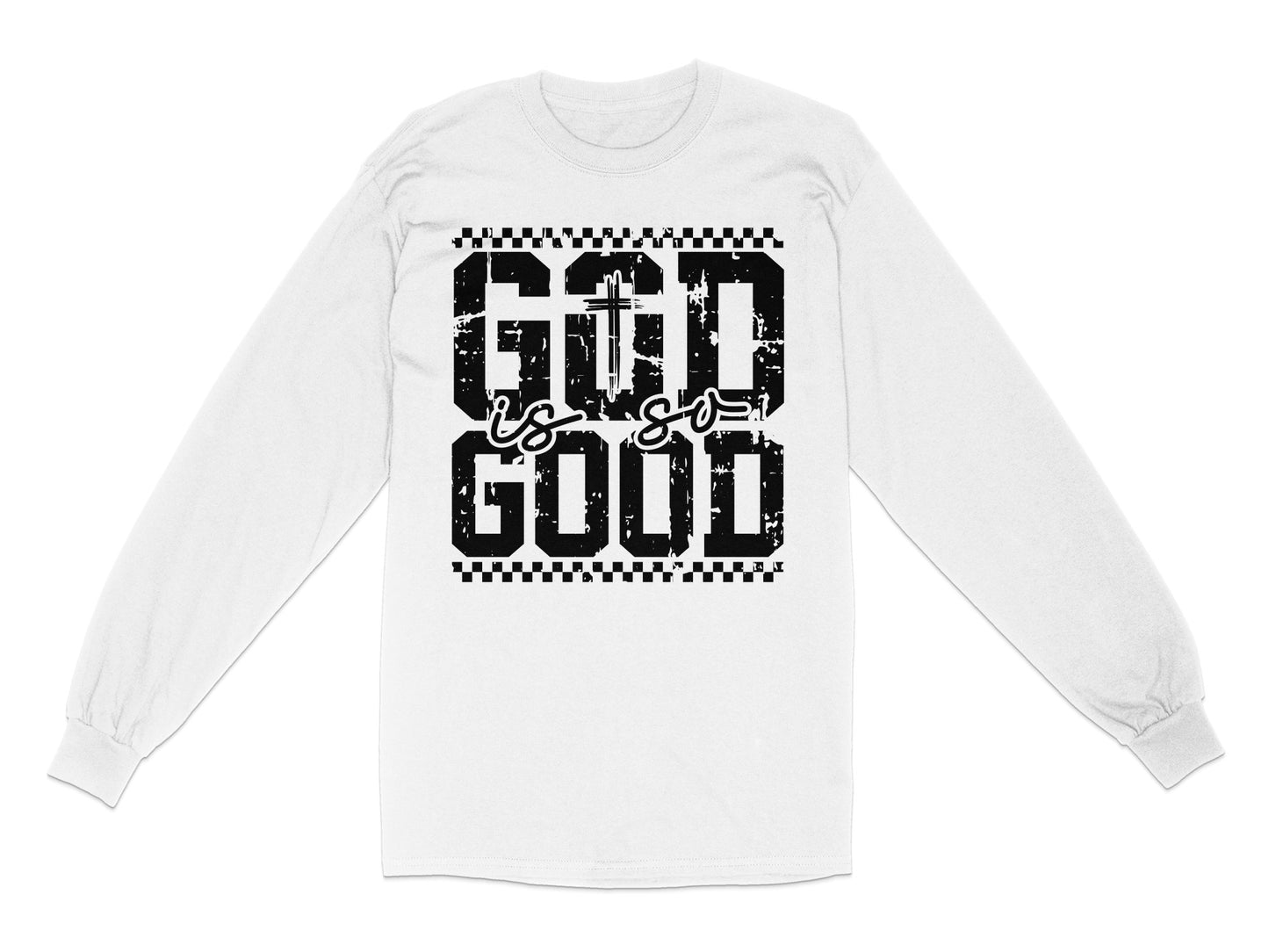 GOD IS SO GOOD Checkered Long Sleeve Shirt product type