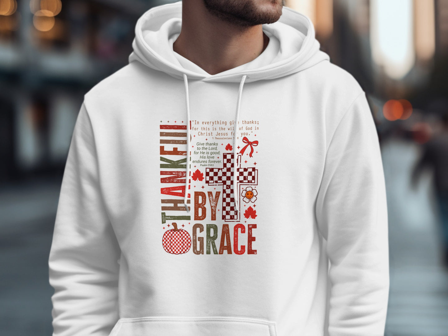 Thankful By Grace Hooded Sweatshirt for Faithful Style
