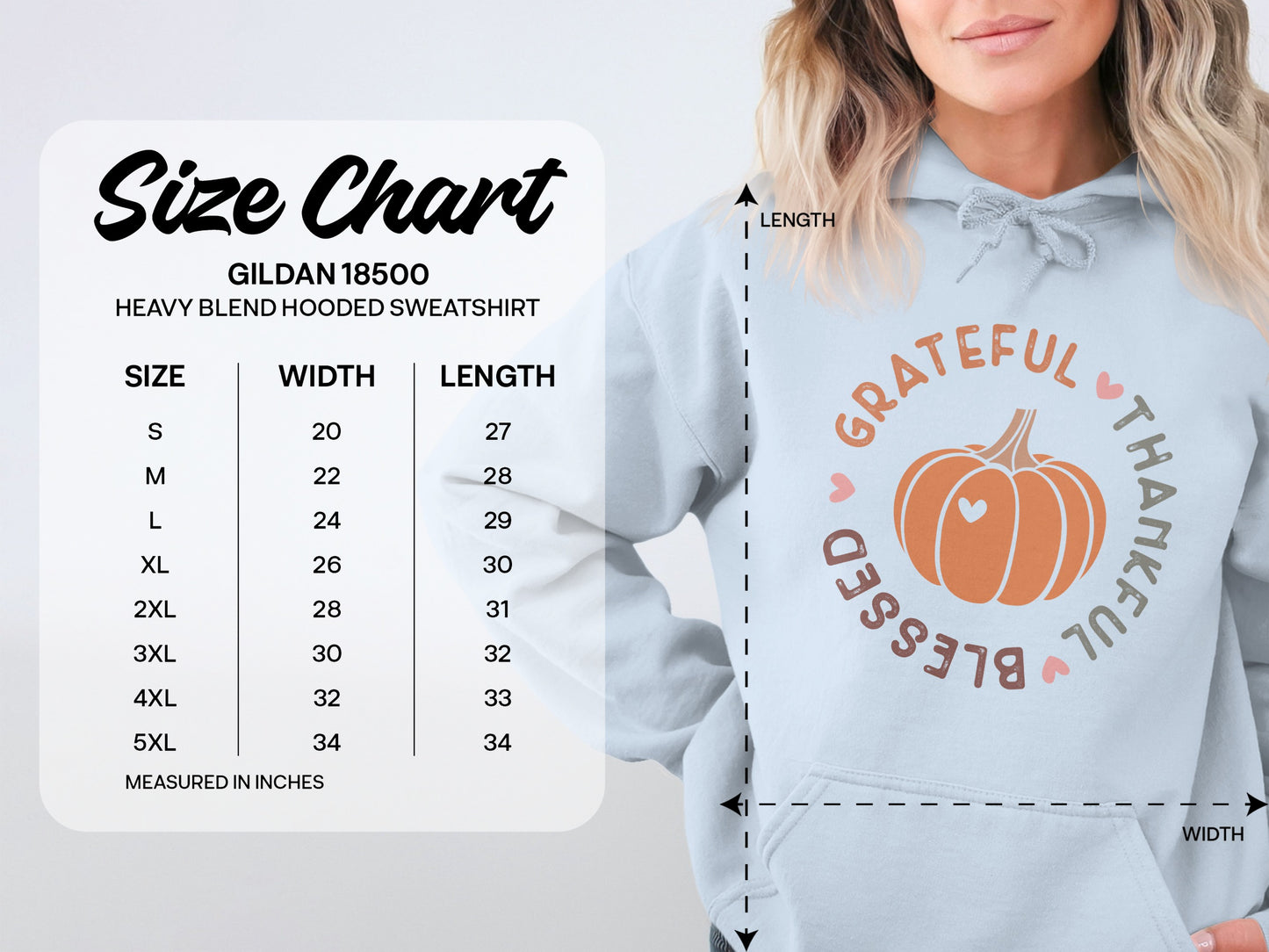 Grateful Thankful Blessed Pumpkin Graphic Hoodie
