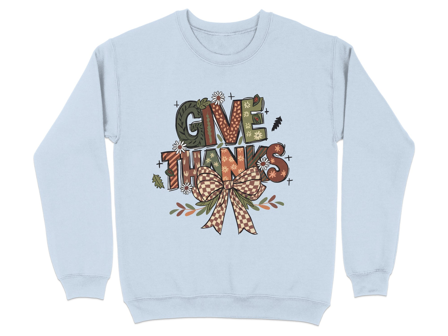 Give Thanks Sweatshirt with Autumn Design