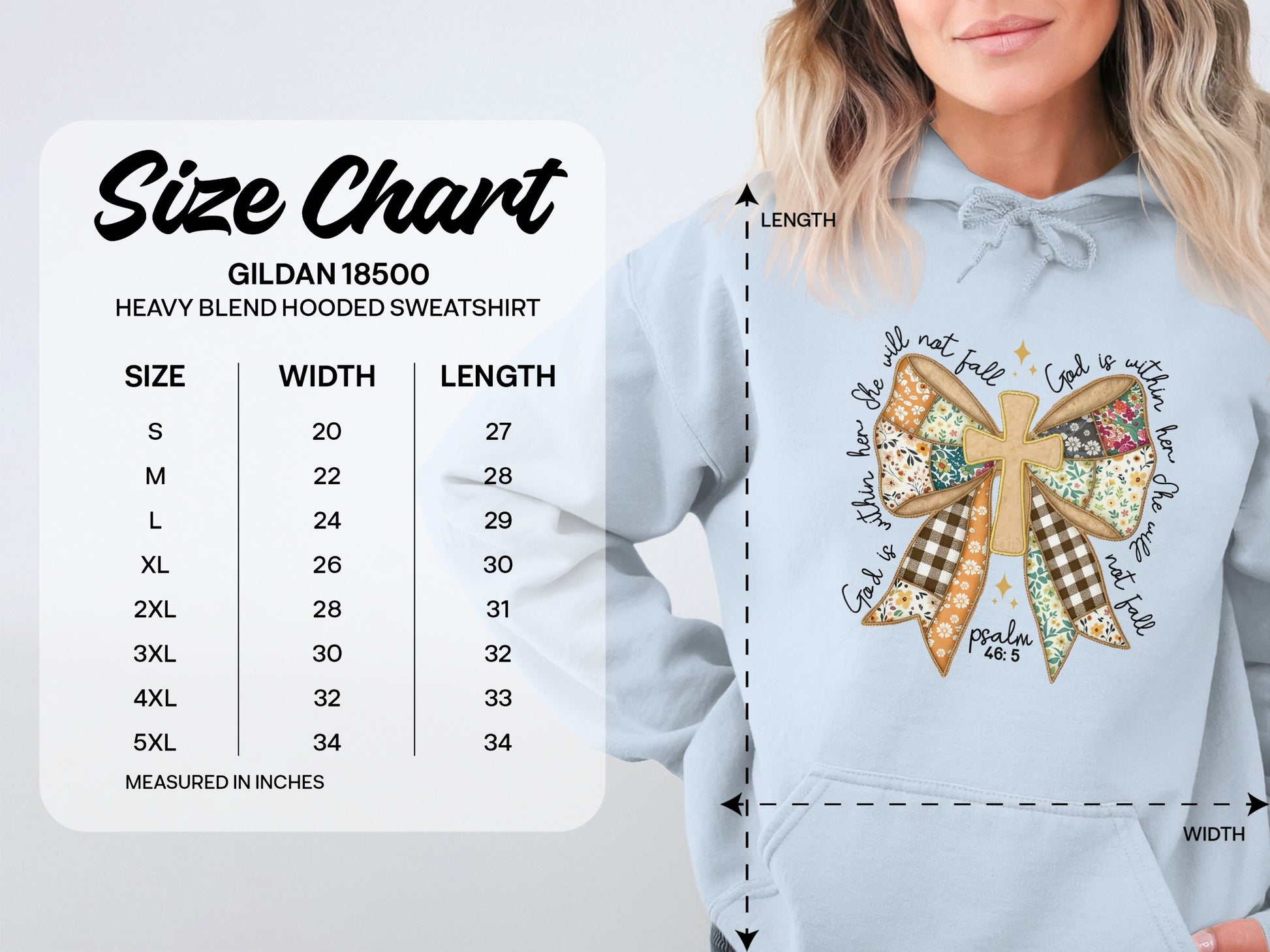 Faith Inspired Psalm 46 Holiday Bow Hooded Sweatshirt