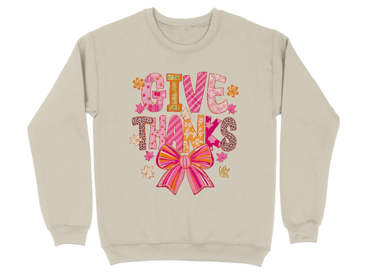 Give Thanks Festive Bow Autumn Toddler Sweatshirt