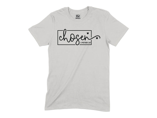Chosen I Peter 2 9 Text Design on White T-Shirt product type