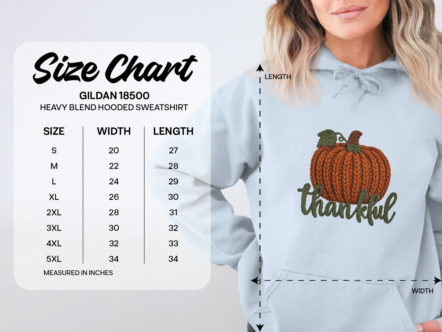 Cozy Hooded Sweatshirt with Pumpkins Thankful Design