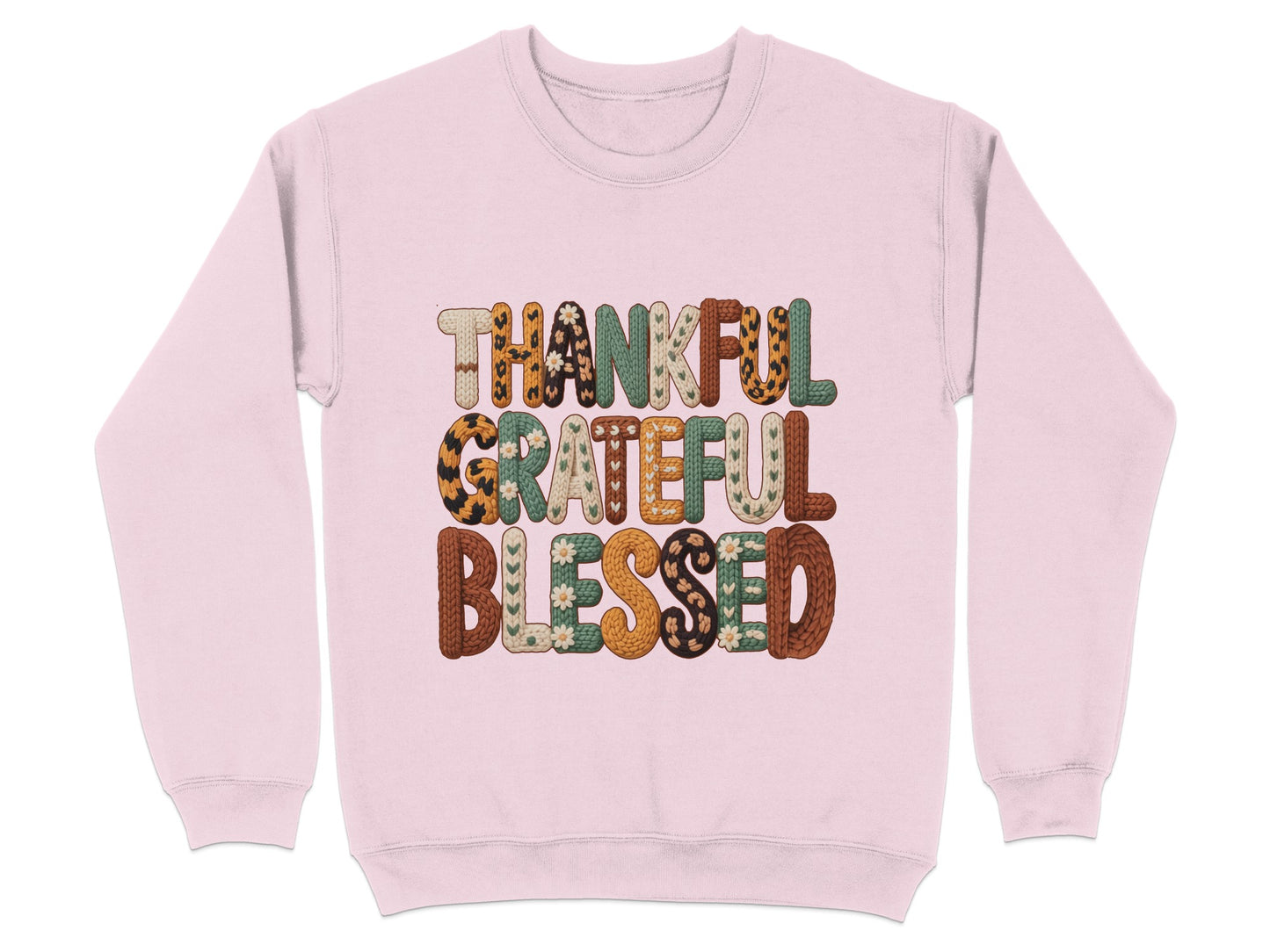 Thankful Grateful Blessed Text Print Sweater product