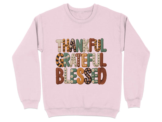Thankful Grateful Blessed Text Print Sweater product