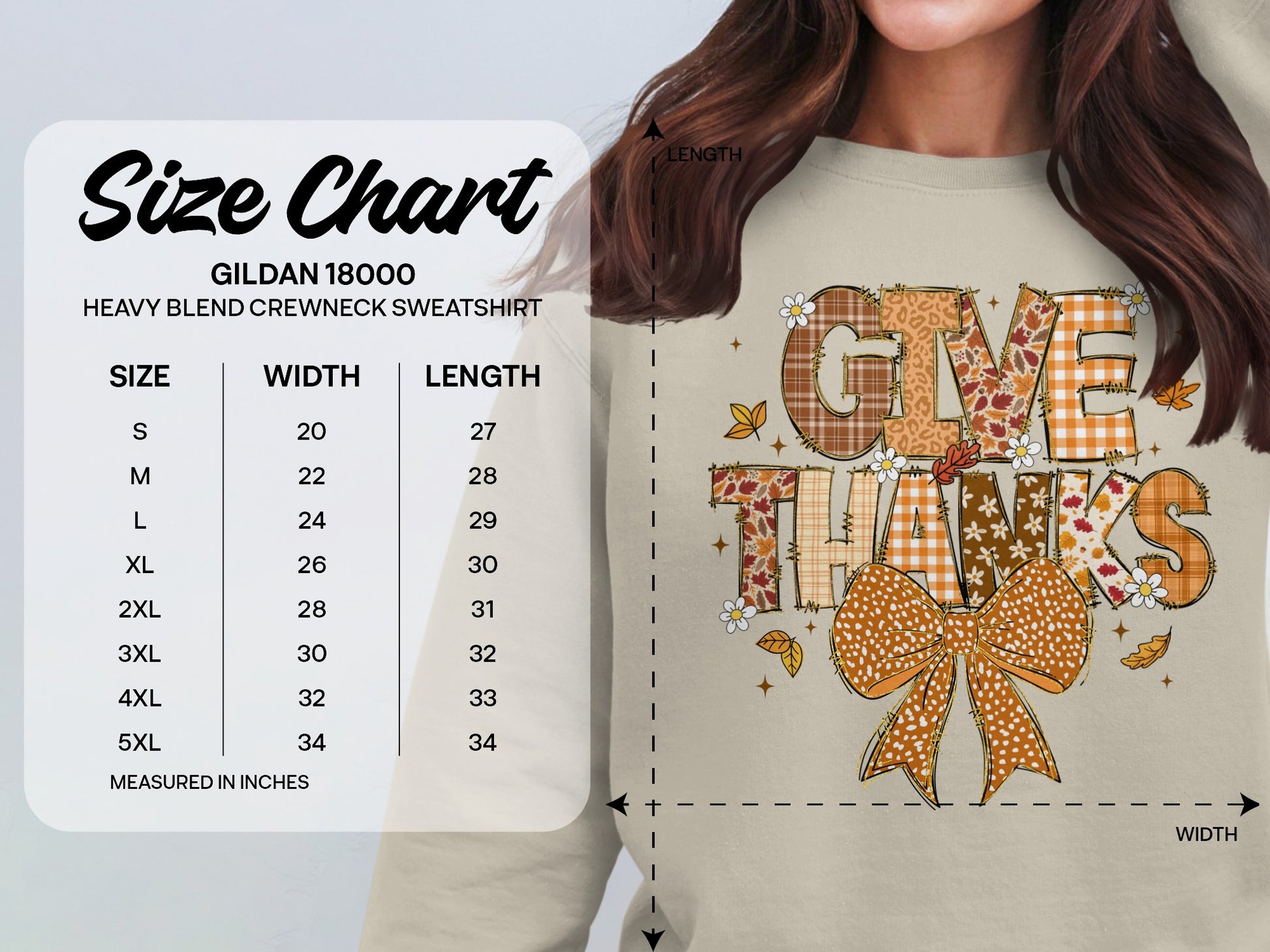 Give Thanks Graphic Heavy Blend Crewneck Sweatshirt