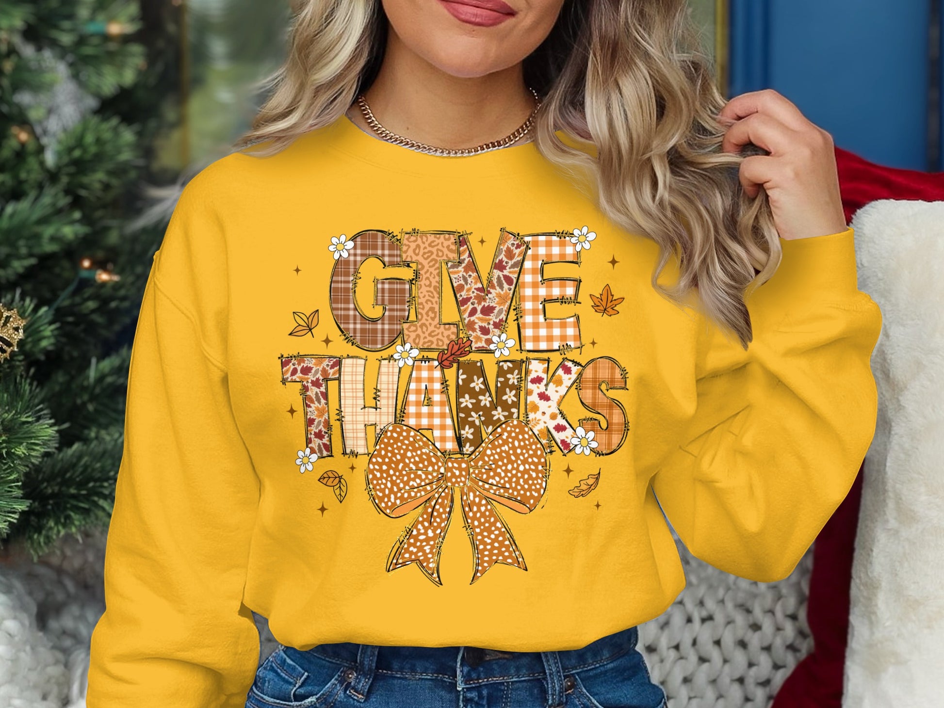 Give Thanks Thanksgiving Inspired Long Sleeve