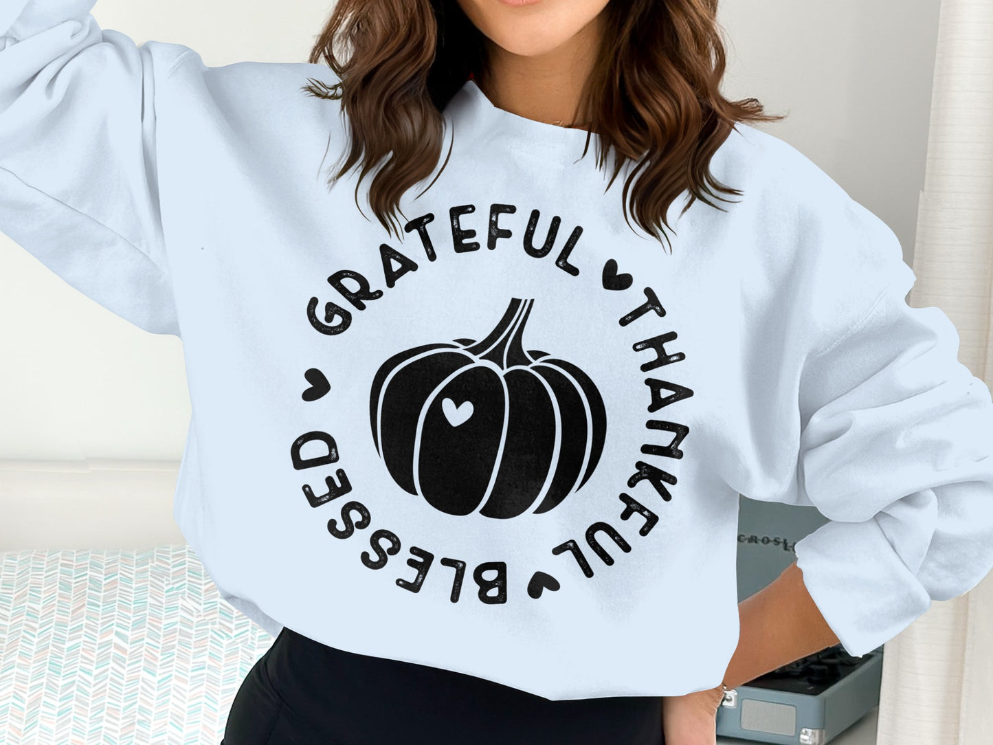 Grateful Thankful Blessed Pumpkin Design Top
