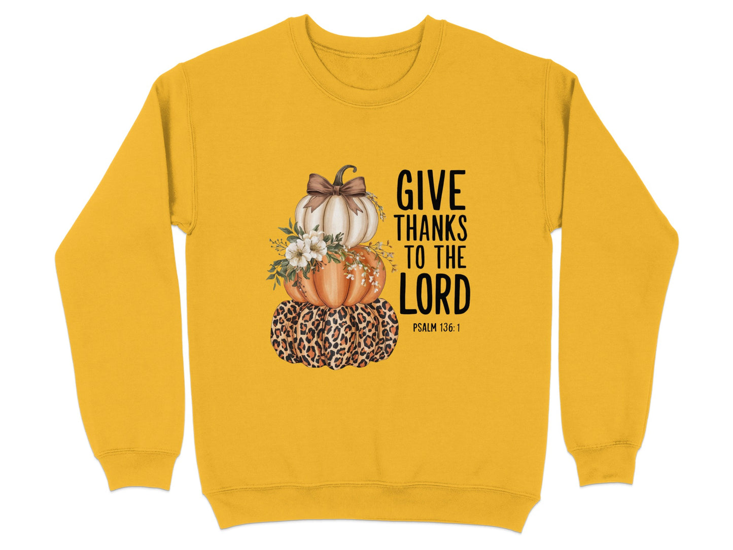 Festive Pumpkins Sweater with Thankful Message Design