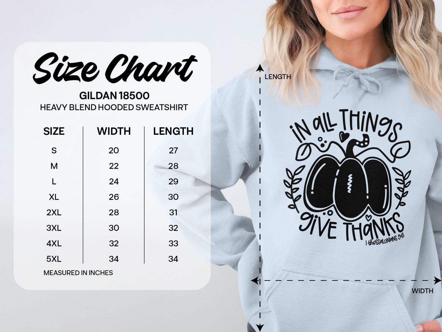 In All Things Give Thanks Hoodie with Pumpkin Design