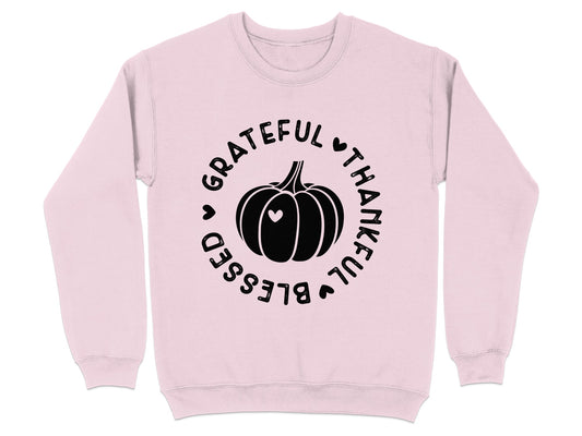Grateful Thankful Blessed Pumpkin Graphic Sweatshirt