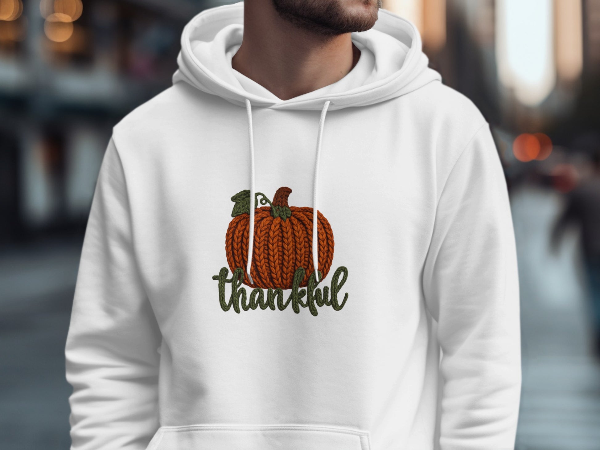 Thankful Pumpkin Embroidery Hoodie Perfect for Fall