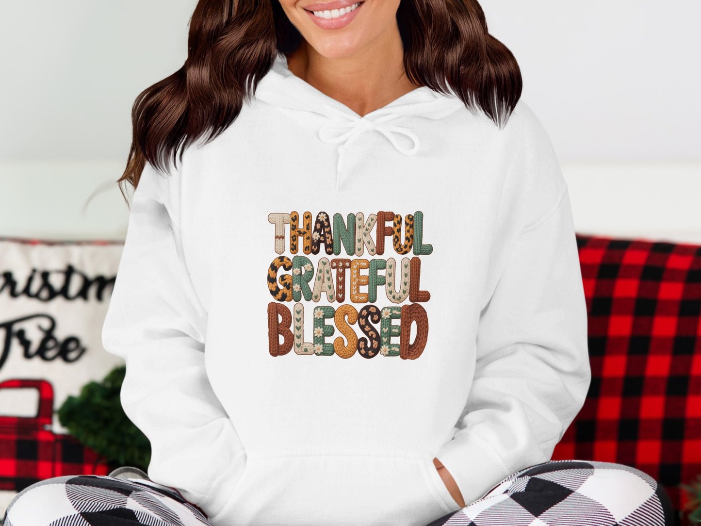Thankful Grateful Blessed Hoodie Sweatshirt Cozy Top
