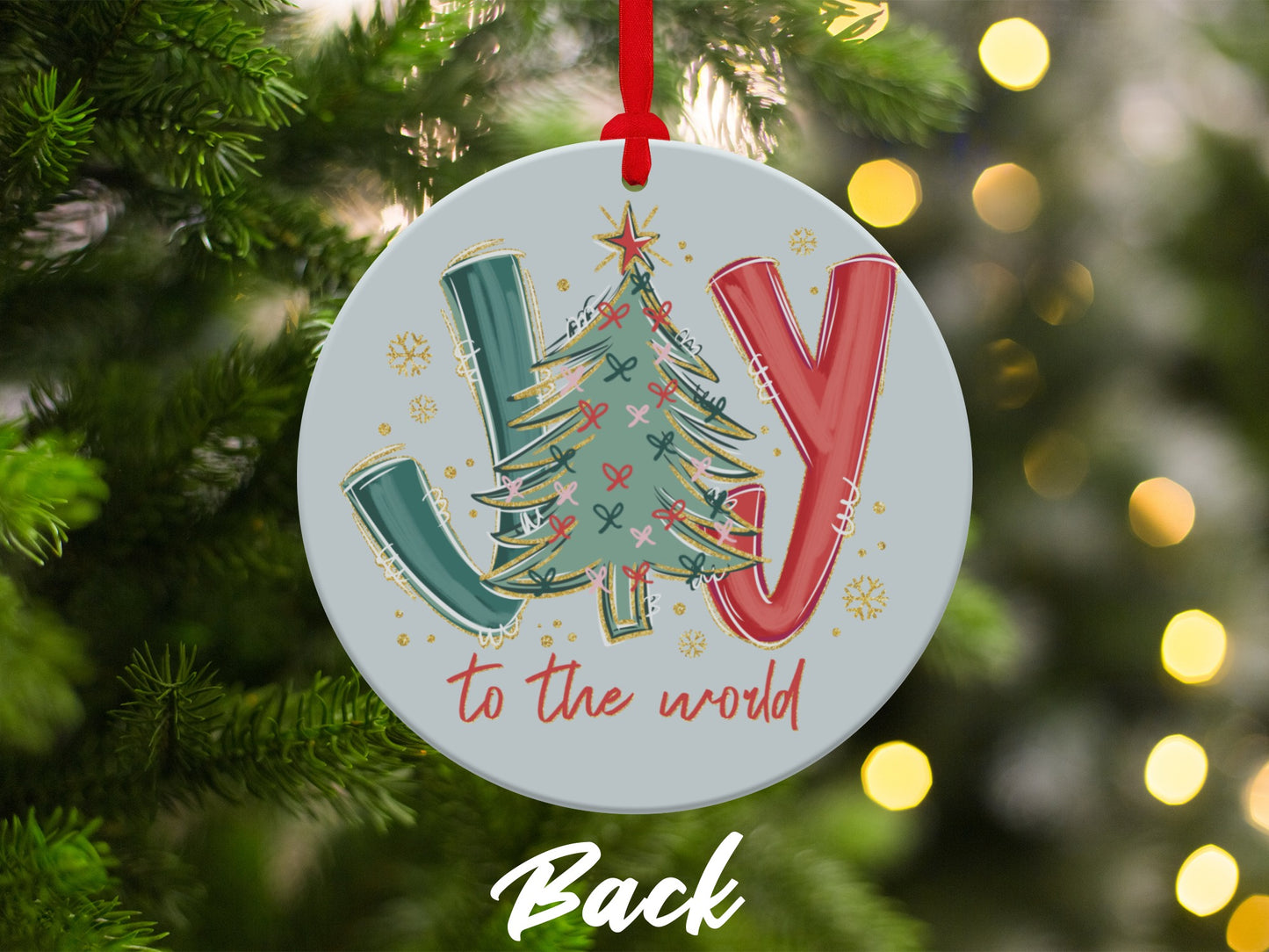 Festive Joy to the World Christmas Tree Ornament