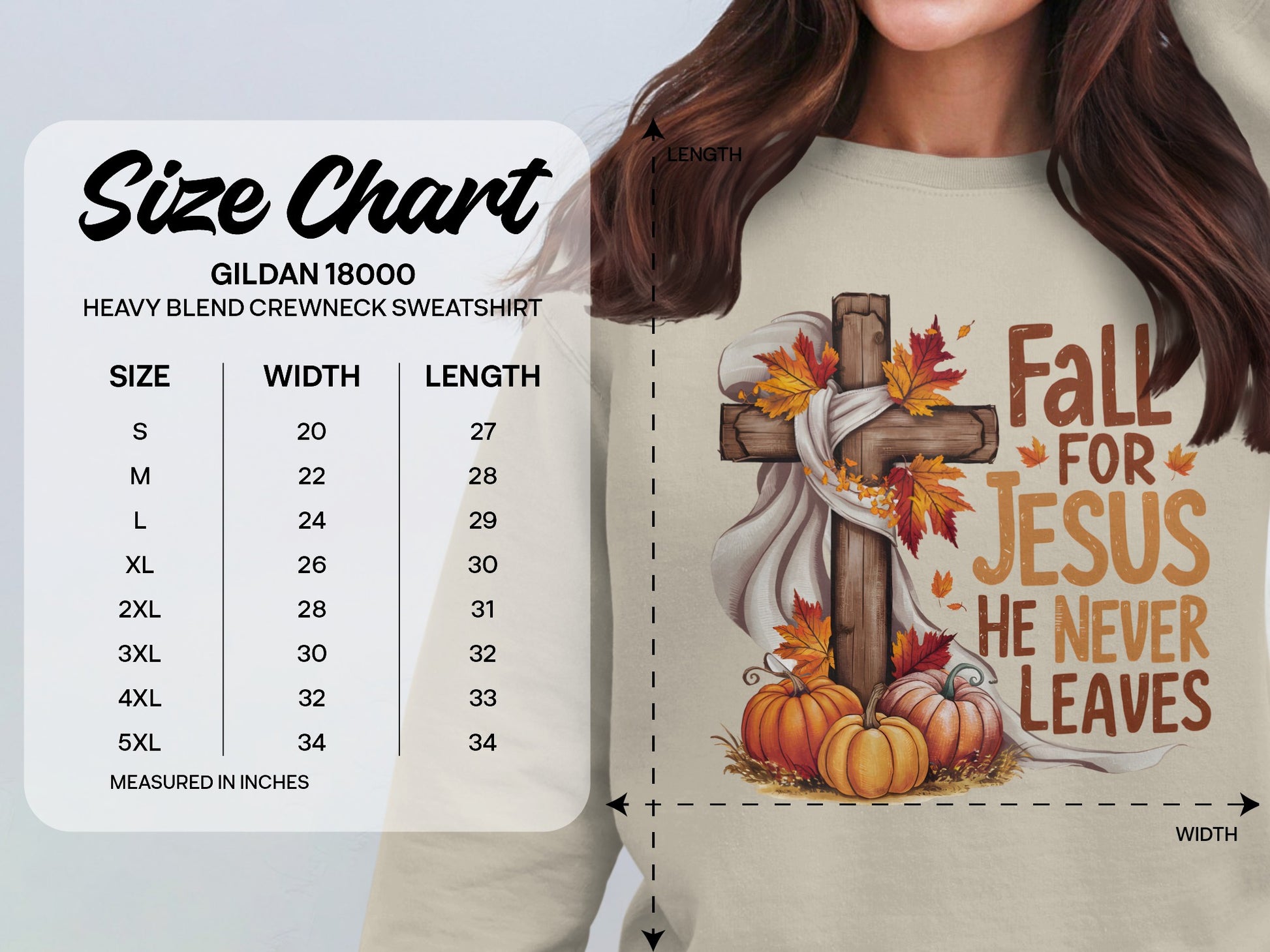 Fall For Jesus He Never Leaves Crewneck Sweatshirt