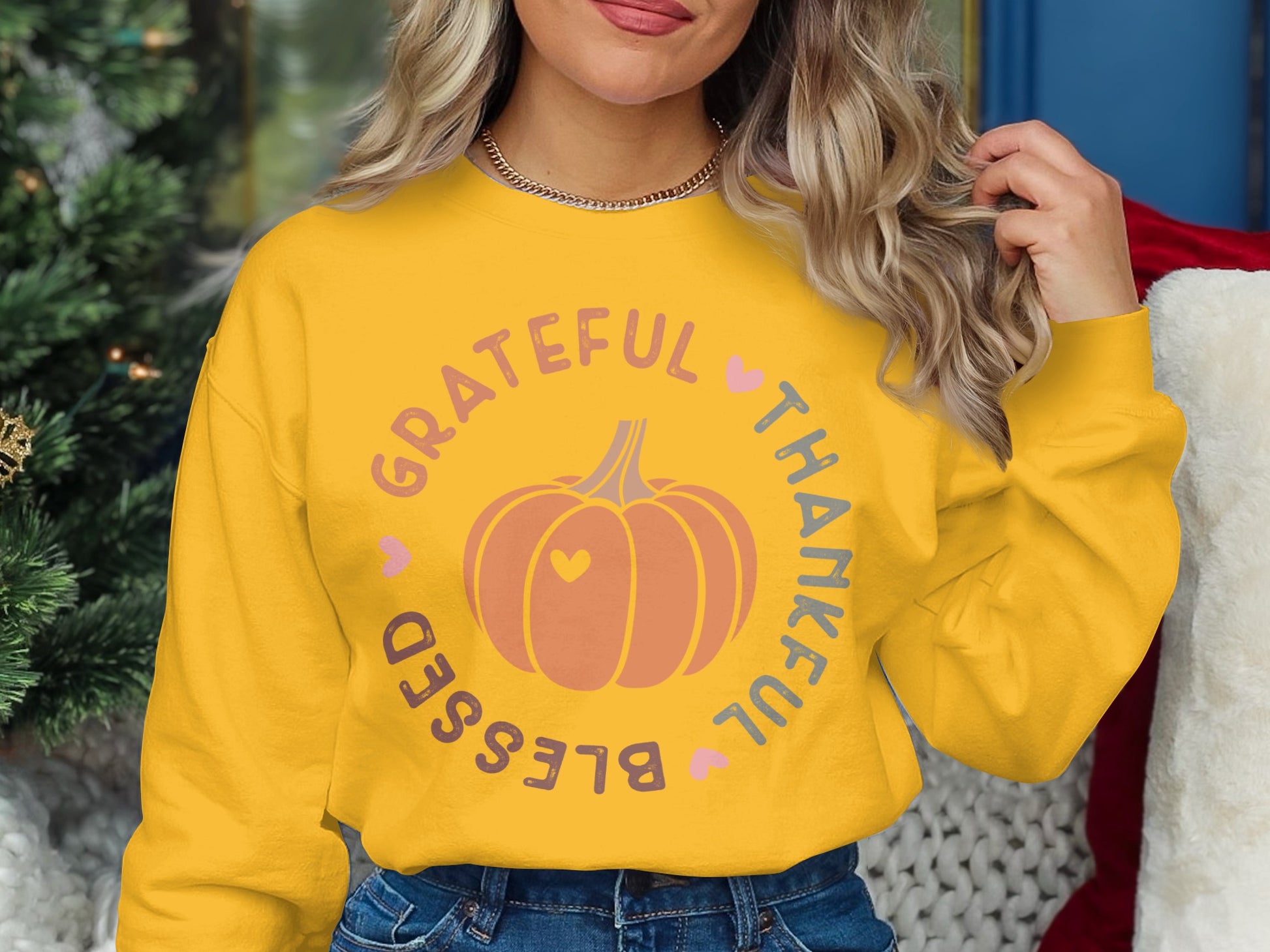 Grateful Thankful Blessed Pumpkin Long Sleeve Shirt
