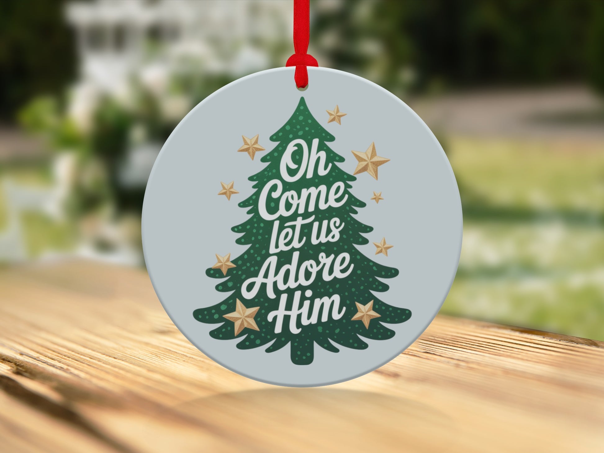 Oh Come Let Us Adore Him Christmas Tree Ornament