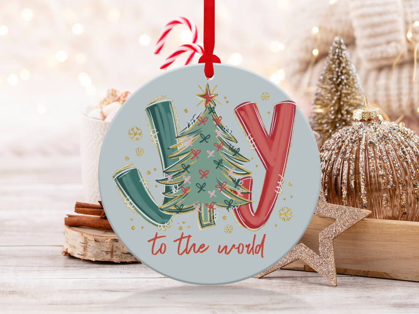 Joy to the world Christmas tree ornament