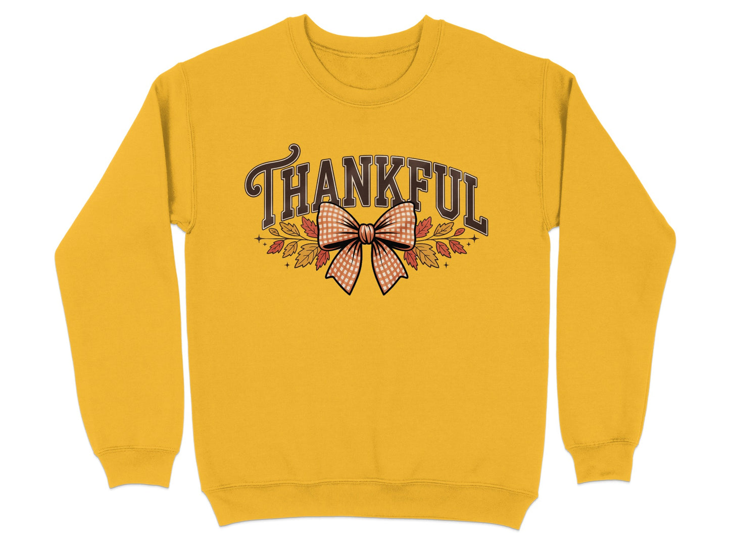 Thankful Fall Bow Leaves Graphic Design Sweatshirt