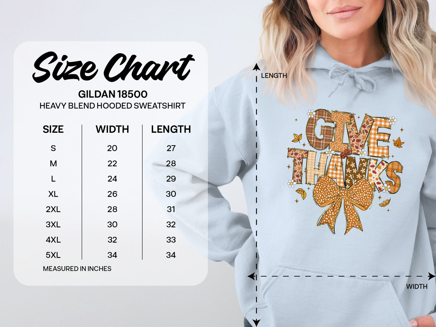 Give Thanks Graphic Print Hoodie Sweatshirt