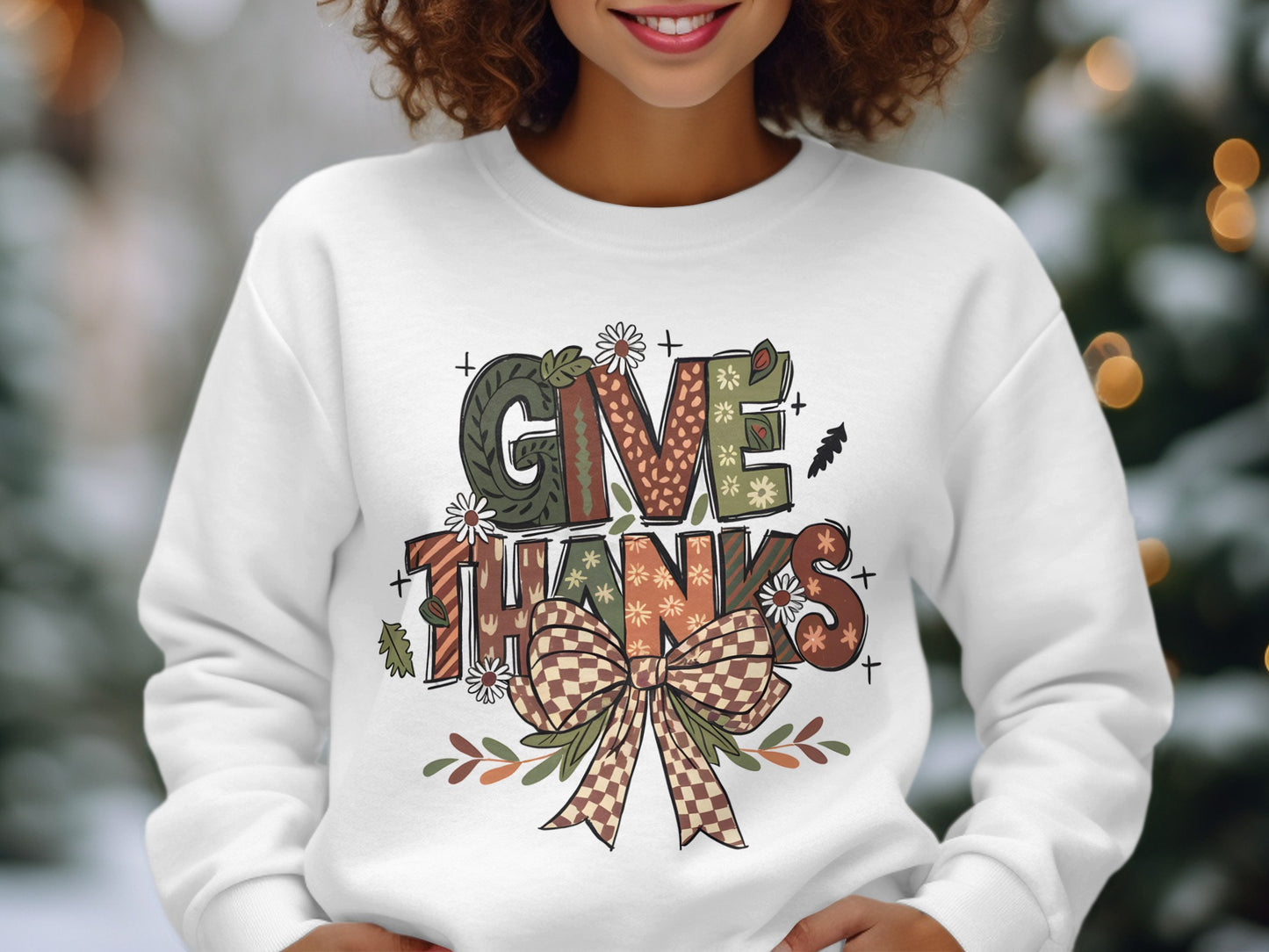 Festive Give Thanks Graphic Sweatshirt for Cozy Days