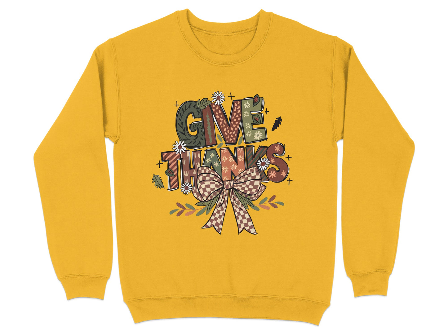 Give Thanks Bow and Flowers Graphic Sweatshirt