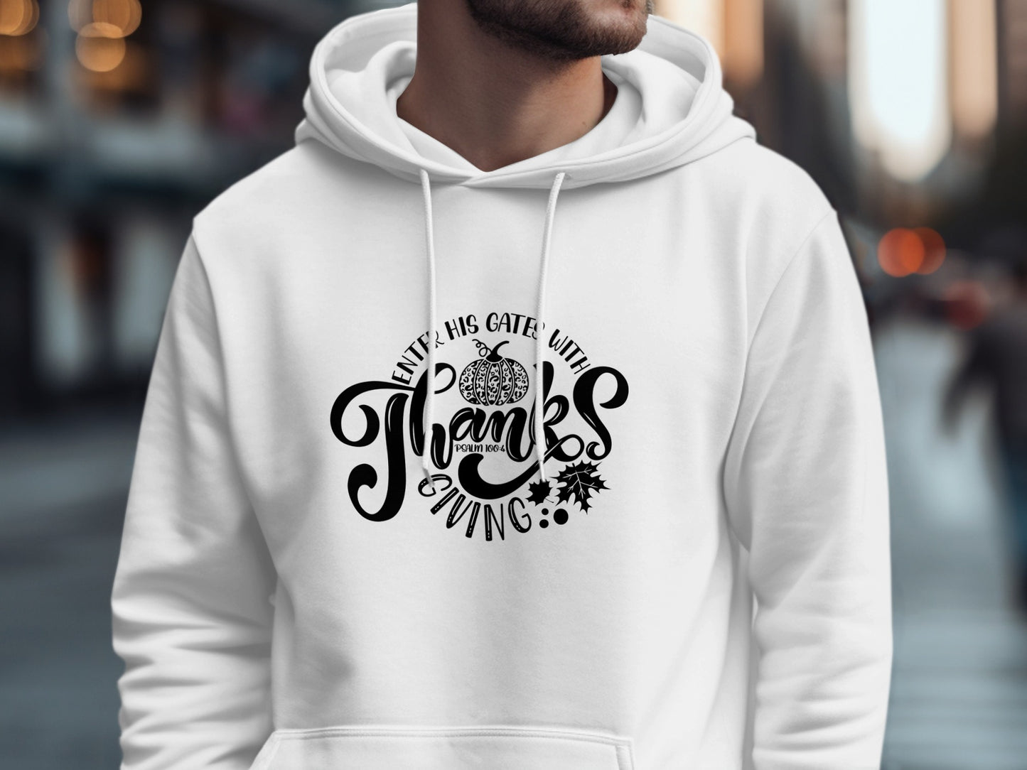 Thanks Giving Theme White Hoodie Product