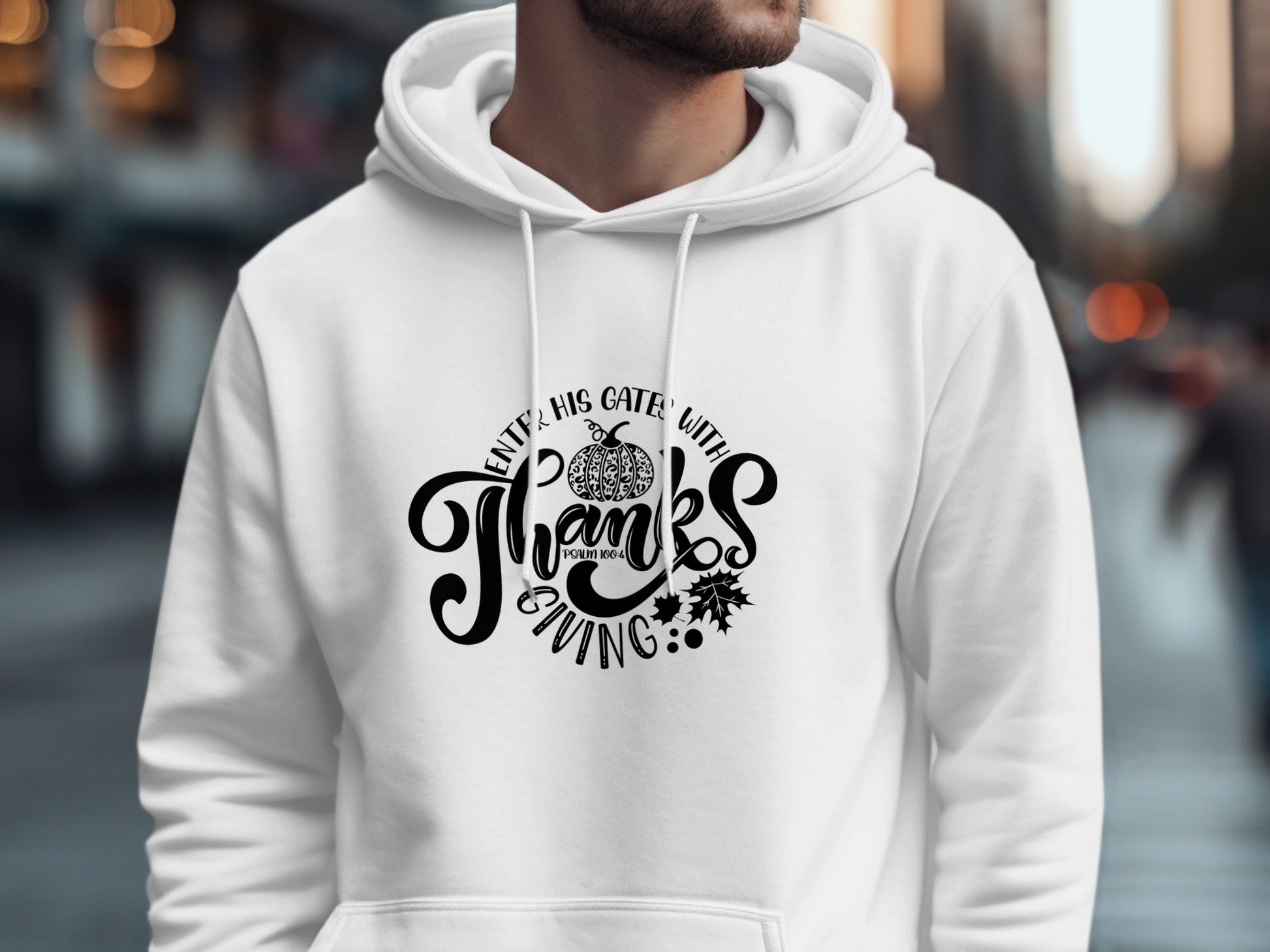 Thanks Giving Theme White Hoodie Product