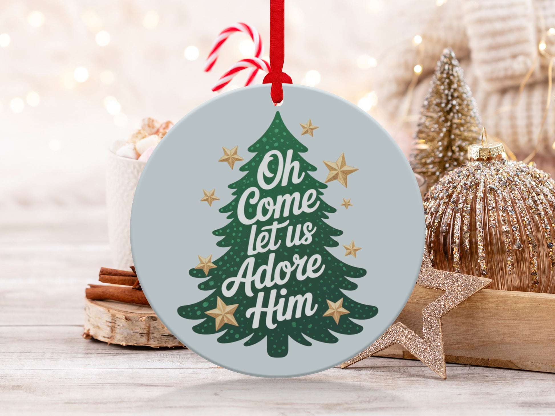 Oh Come Let Us Adore Him Christmas Ornament