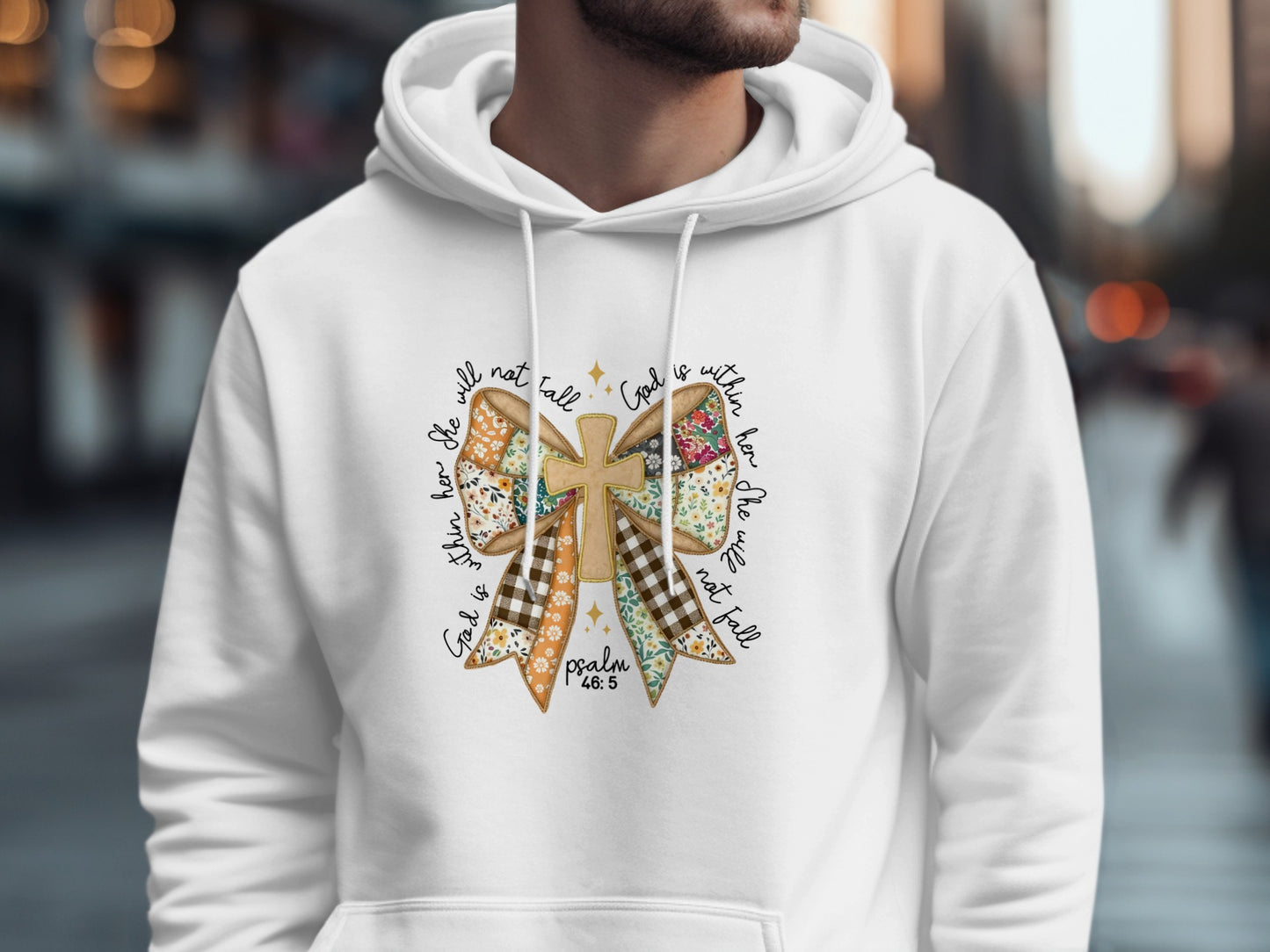 God is Within Her Psalm 46:5 Bow Graphic Hoodie