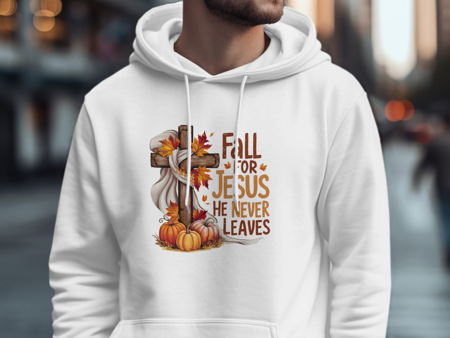 Fall for Jesus He Never Leaves Hoodie