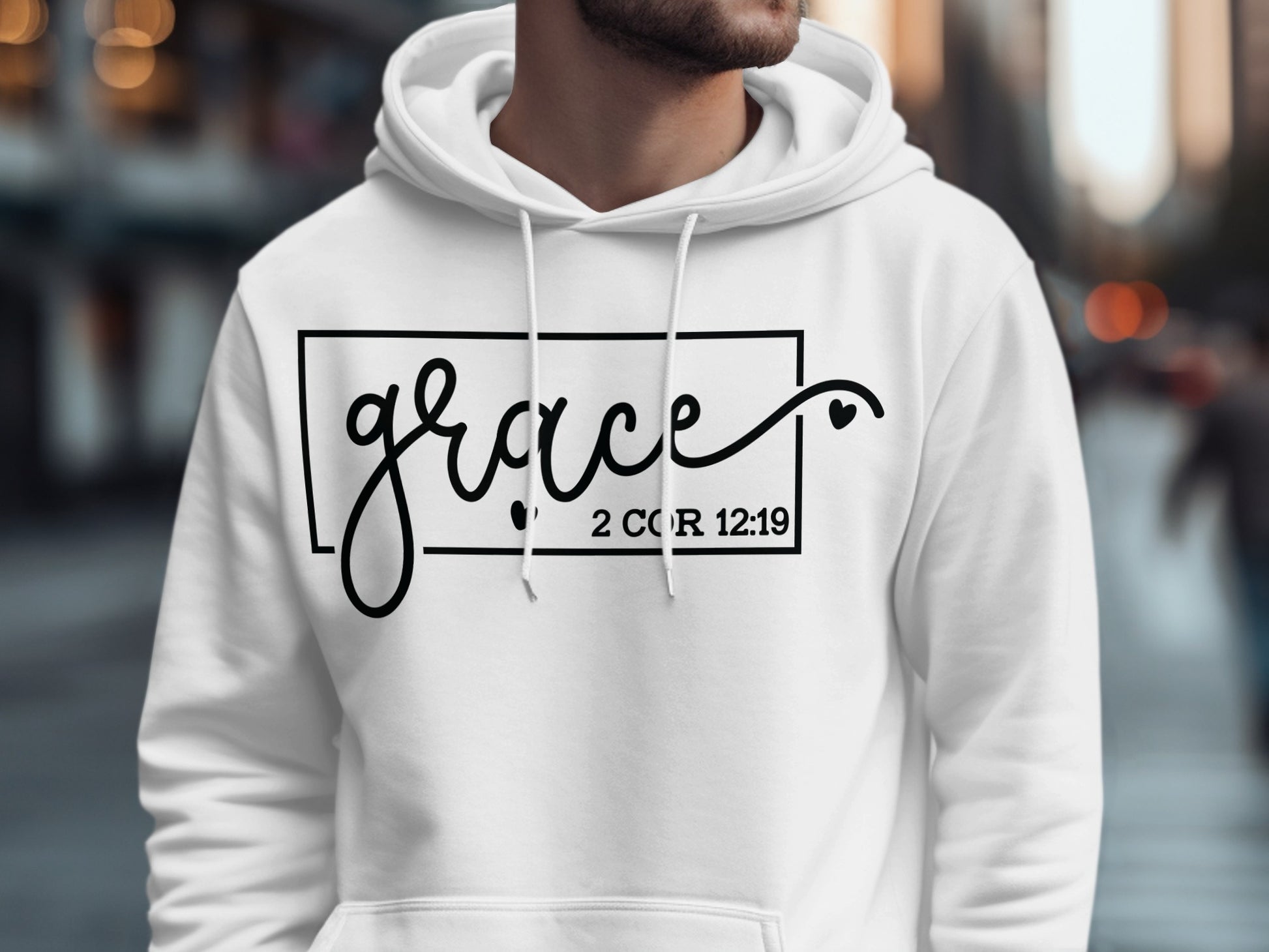 Grace 2 COR 12:19 White Hoodie Casual Wear product type