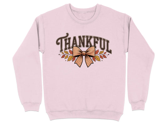 Thankful Sweater with Bow and Autumn Leaves Pattern