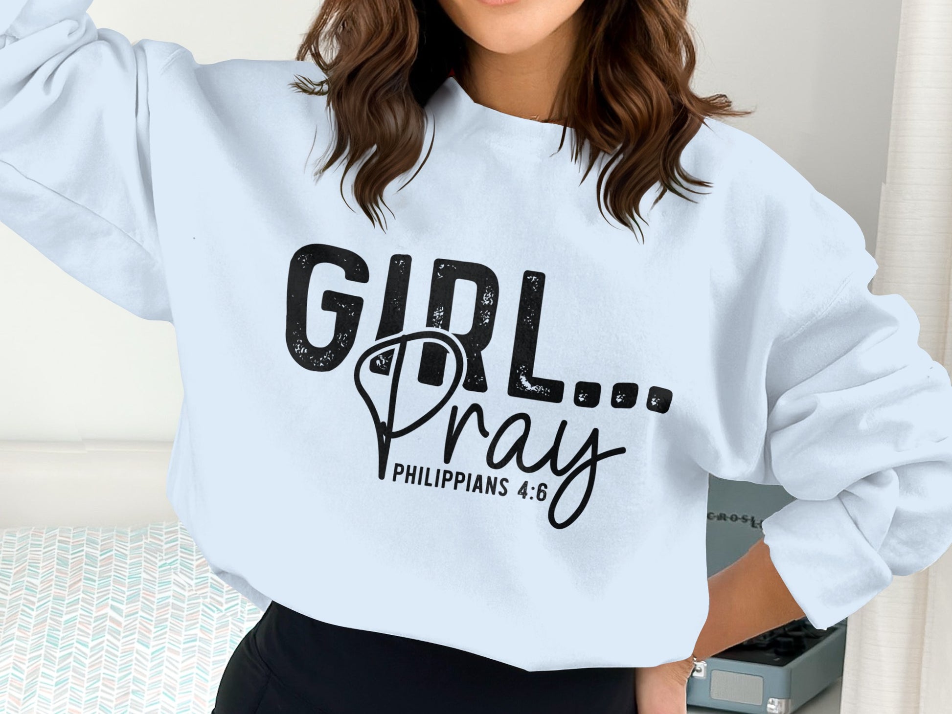 Girl Pray Sweatshirt Christian Apparel Inspirational product
